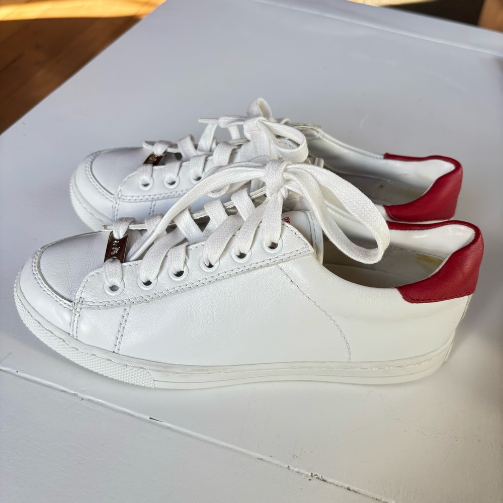 COACH 'Porter' Leather Sneaker White True Red sz 5 B